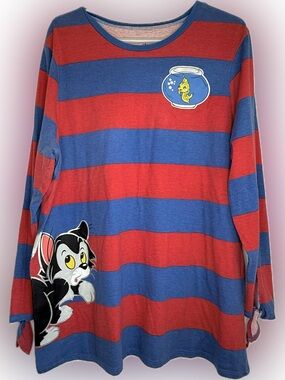 Disney Parks Figaro & Cleo Adult Long Sleeve Shirt Size XXL